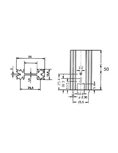 KÜHLKÖRPER TO220 6°C/W MIT PINS