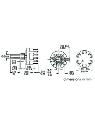 ROTARY SWITCH 1P / 12 POSITIONS PCB MOUNTING