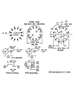 COMMUTATEUR ROTATIF 2 CIRCUITS / 6 POSITIONS - MONTAGE CI 2