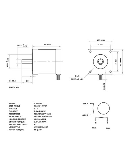 STAPPENMOTOR 2.5 A - 1.8°