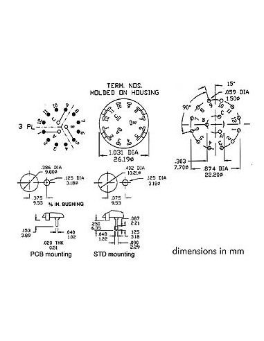 COMMUTATEUR ROTATIF 3 CIRCUITS / 4 POSITIONS -...