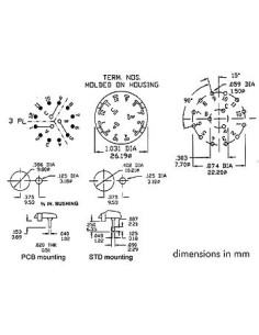 COMMUTATEUR ROTATIF 3 CIRCUITS / 4 POSITIONS - MONTAGE CI 2