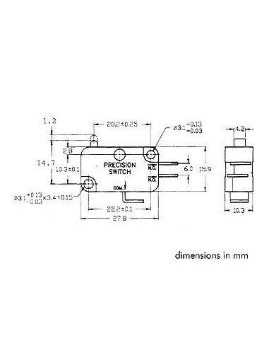 MICROSWITCH 12A, NO ACTUATOR