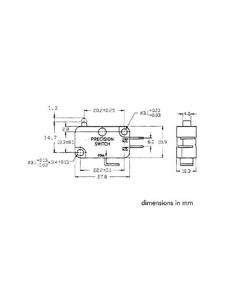 MICROSWITCH 12A, NO ACTUATOR