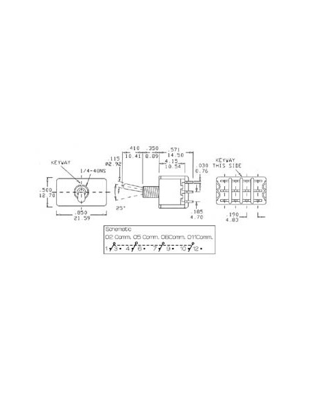 INVERSEUR TETRAPOLAIRE VERTICAL ON-OFF-ON - TYPE POUR CI