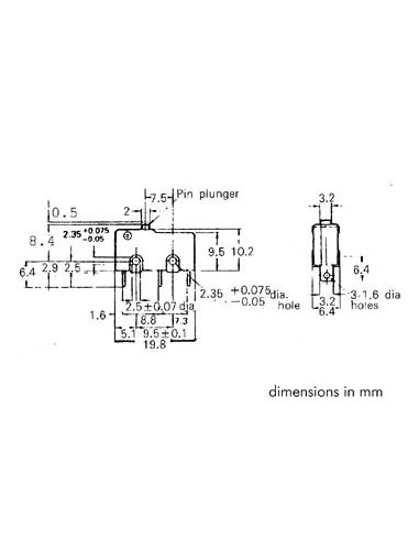 MICRORUPTEUR 5A, SANS LEVIER DE COMMANDE
