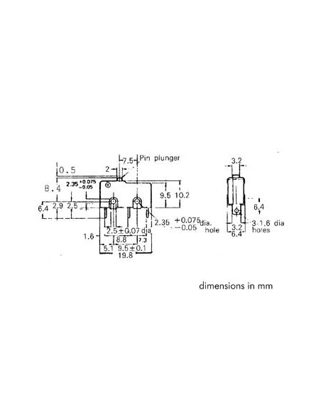 MICRORUPTEUR 5A, SANS LEVIER DE COMMANDE