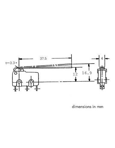 MICRORUPTEUR 5A, LONG LEVIER DE COMMANDE