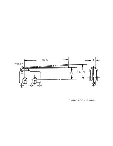 MICRORUPTEUR 5A, LONG LEVIER DE COMMANDE