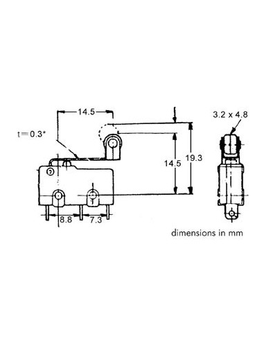 MICRORUPTEUR 5A, LEVIER AVEC ROULETTE