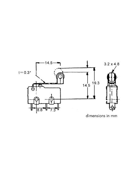 MICRORUPTEUR 5A, LEVIER AVEC ROULETTE