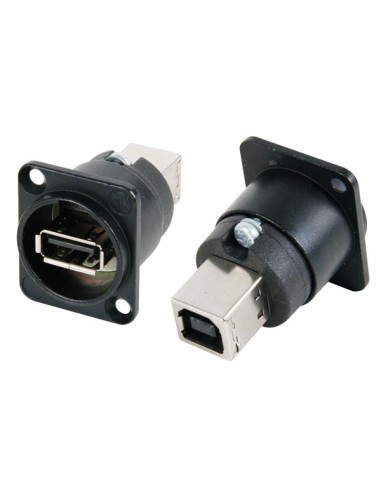 NEUTRIK - BLACK REVERSIBLE USB GENDER CHANGER (TYPE USB A AND USB B) - NICKELED D HOUSING