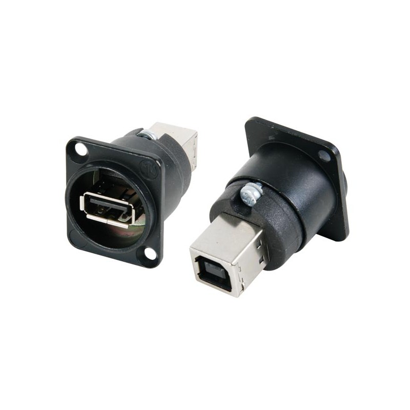 NEUTRIK - REVERSIBLER USB-ADAPTER (TYP USB A UND USB B) - SCHWARZ - VERNICKELTES D-GEHÄUSE