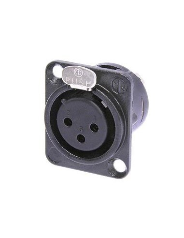 NEUTRIK - CONECTOR XLR CHASIS HEMBRA - 3 PINES - CONTACTOS DORADOS - CARCASA NEGRA - FORMATO 'D'