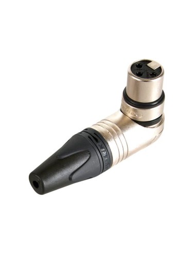 NEUTRIK - CONECTOR XLR, 3 POLOS HEMBRA, ACODADO, CAJA NIQUELADA, CONTACTOS PLATEADOS - NEGRO