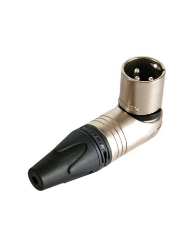 NEUTRIK - XLR MALE CABLE CONNECTOR, 3-POLE, RIGHT ANGLE, NICKEL HOUSING, SILVER CONTACTS