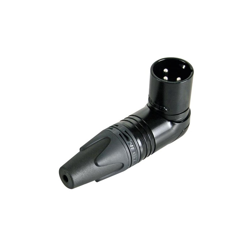 NEUTRIK - XLR MALE CABLE CONNECTOR, 3-POLE, RIGHT ANGLE, NICKEL HOUSING, SILVER CONTACTS - BLACK