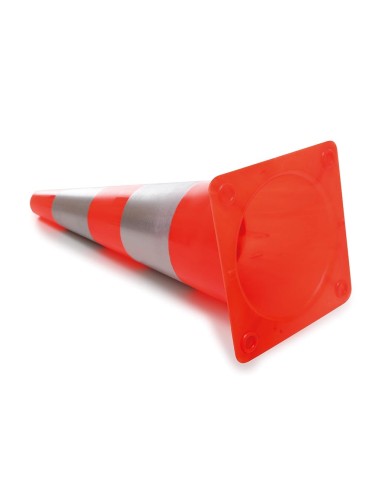 Rood/zilveren reflecterende kegel - 30 cm