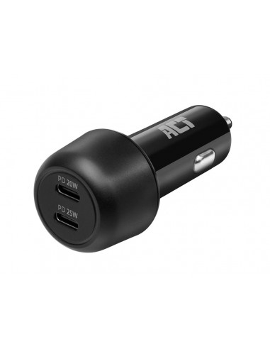 USB-C Car Charger 25W + 20W, total 45W,  black