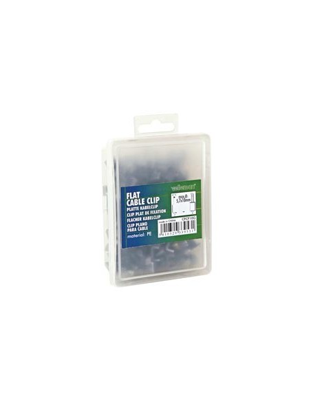 CABLE CLIP FLAT, GREY, 10mm (100pcs/box)