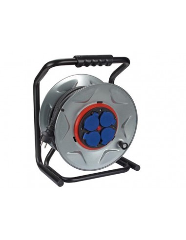 PROFESSIONAL NEOPRENE CABLE REEL WITH ANTI-TWIST SYSTEM - 25 m - 3G2.5 - 4 SOCKETS - FRENCH SOCKET