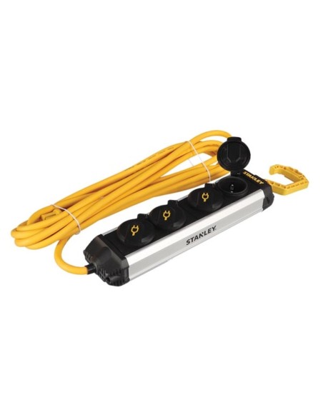 STANLEY - 4-VOUDIGE STEKKERDOOS "HOOK" - MET KLAPDEKSELS EN HAAK