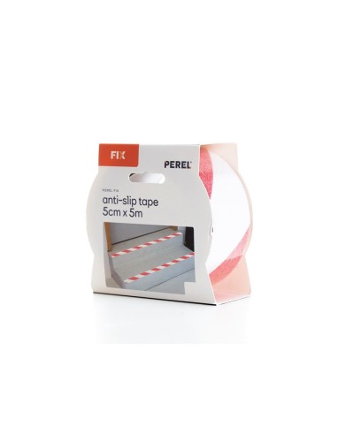 Bande antidérapante 5cm x 5m - Rouge/blanc