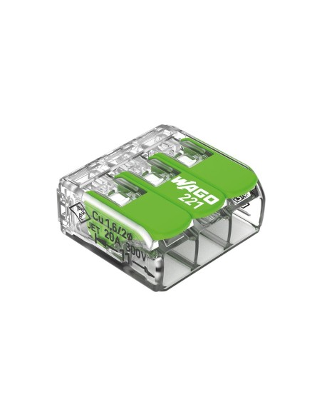 Connecteur d'épissure compact 3 x 0,2 - 4 mm² pour tous types de fils - vert