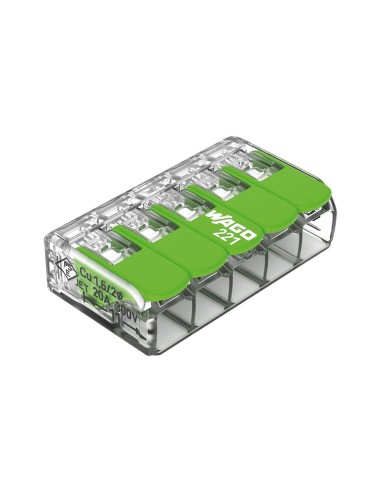 Connecteur d'épissure compact 5 x 0,2 - 4 mm² pour tous types de fils - vert