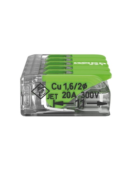 Compact splicing connector 5 x 0.2 - 4 mm² for all wire types - green