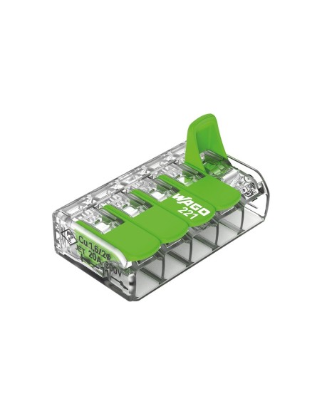 Compact splicing connector 5 x 0.2 - 4 mm² for all wire types - green