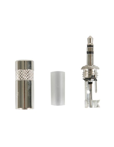 REAN - CONNECTEUR DE 3.5 mm - 3 POINTS - CORPS MÉTALLIQUE AVEC COLLIER DE CÂBLE À SERTIR