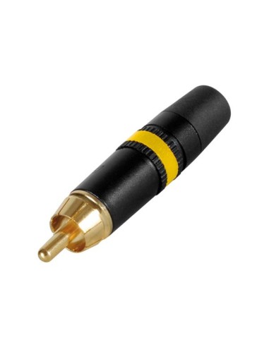 REAN - PHONO PLUG (RCA) - GOLD PLATED CONTACTS - YELLOW COLOUR MARKING RING