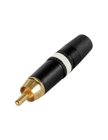 REAN - PHONO PLUG (RCA) - GOLD PLATED CONTACTS - WHITE COLOUR MARKING RING