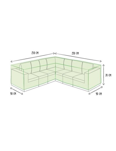 Buitenhoes voor L-vormige loungeset - 250 cm