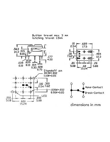DIGITAST DIP PUSH-BUTTON SWITCH BLACK CAP - NO LED