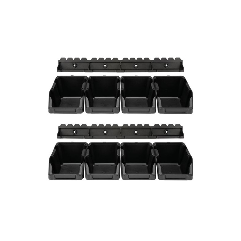 Set of 8 Pcs Storage Bin - 103 x 165 x 75 mm - Black