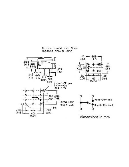 DIP-DRUCKTASTER DIGITAST - ROTE KAPPE - ROTE LED