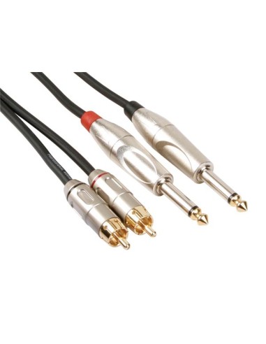 RCA-JACK KABEL - 2 x RCA MANNELIJK naar JACK 6.35 mm - MONO - 5 m