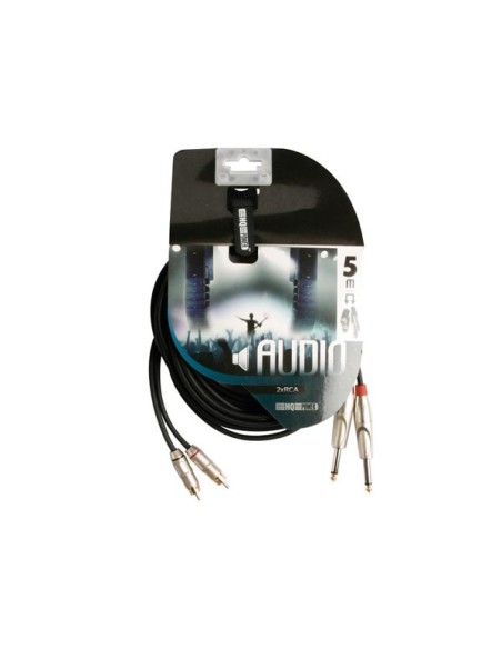 PROFESSIONELLES AUDIOKABEL, 2 x CINCH-STECKER AUF 2 x 6.35mm-MONO-KLINKENSTECKER (5m)