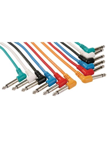 PATCH CABLE SET - JACK 6.35 mm MALE 90° to JACK 6.35 mm MALE 90° - MONO - 0.5 m - 6 pcs