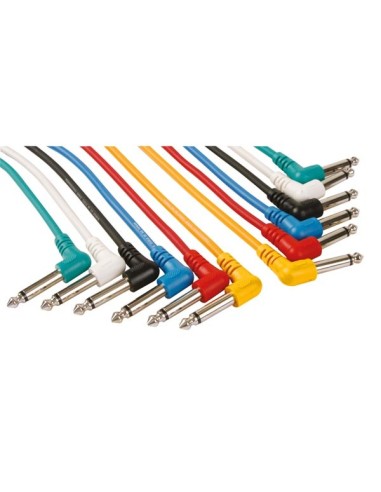 PATCH CABLE SET - JACK 6.35 mm MALE 90° to JACK 6.35 mm MALE 90° - MONO - 1 m - 6 pcs