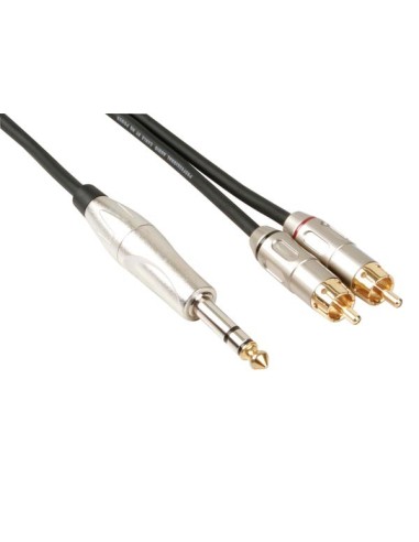 PROFESSIONELLES AUDIOKABEL, 2 x CINCH-STECKER AUF 6.35mm-STEREO-KLINKENSTECKER (6m)