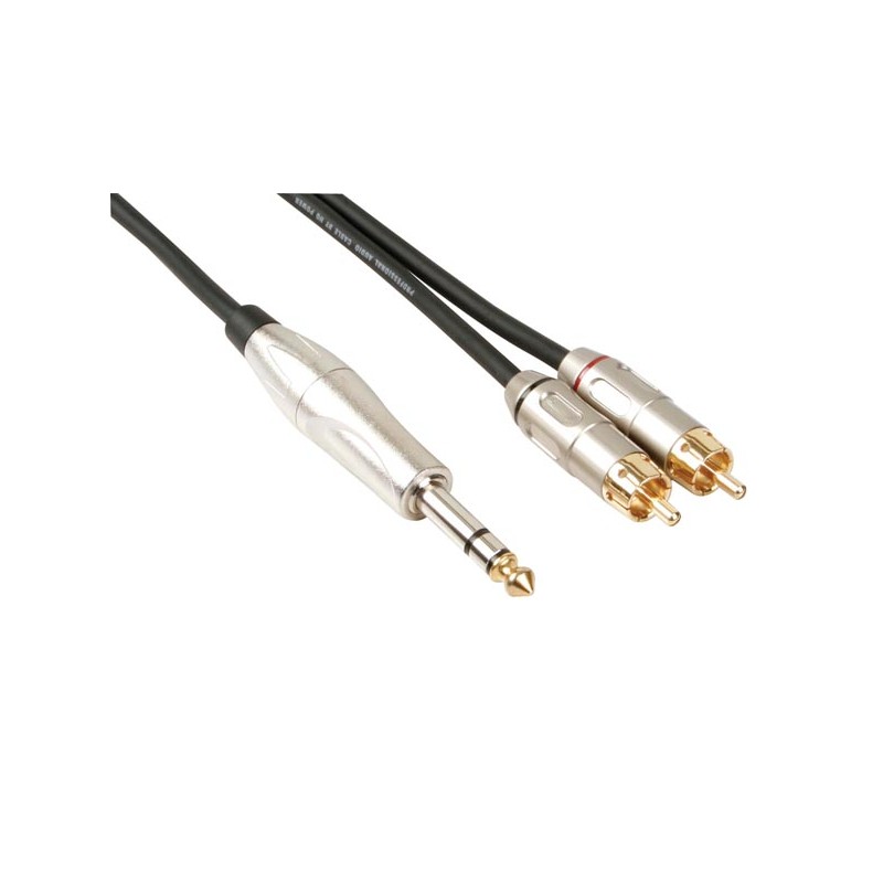 RCA-JACK CABLE - 2 x RCA MALE to JACK 6.35 mm - STEREO - 6 m