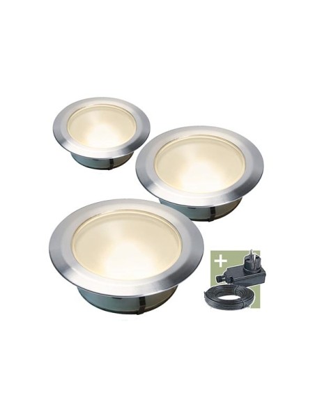 Ludeco - Olan 80 - spot à encastrer - set (3 pcs) - 12 V - 48 lm - 0.5 W - blanc chaud