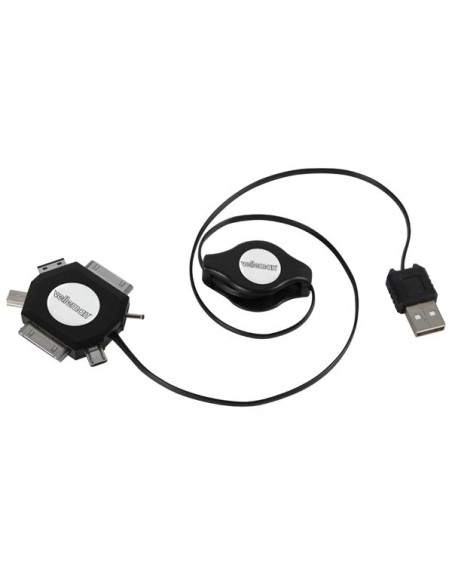 6-IN- 1 USB 2.0-LADEKABEL - AUFROLLBAR - STECKER/STECKER - SCHWARZ - 53cm