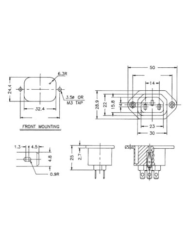 KALTGERÄTE-STECKVERBINDER - BUCHSE - CHASSIS