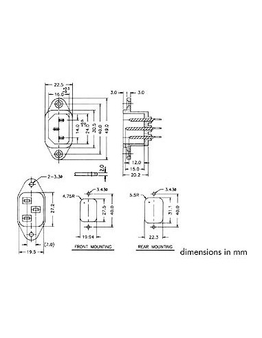 MALE POWER SOCKET, CHASSIS TYPE