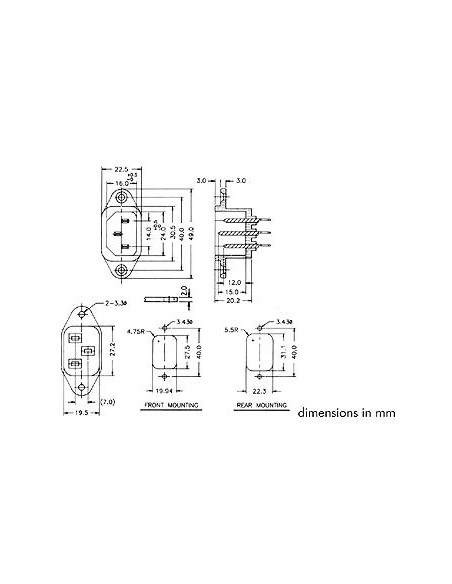MALE POWER SOCKET, CHASSIS TYPE