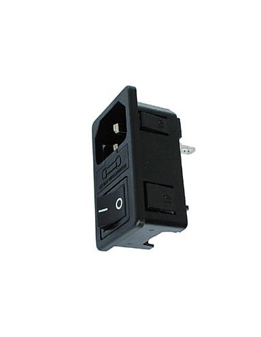 MALE AC POWER SOCKET, CHASSIS TYPE WITH SWITCH AND FUSEHOLDER